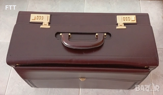 Твърд (пилотски) куфар от естествена кожа, снимка 2 - Куфари - 53129828