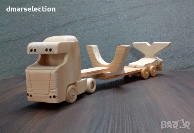 Декоративен дървен камион с ремарке - поставка за бутилка DMAR 319M2, снимка 3 - Колекции - 53206064