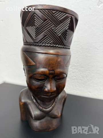 Ръчно резбована купа / халба от Куба. №7419, снимка 3 - Антикварни и старинни предмети - 51918621