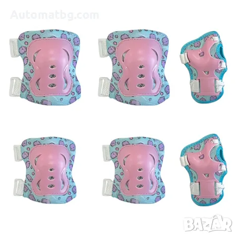 Детски наколенки и налакътници Automat, 6бр протектори, Розови