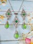 Прекрасен комплект бижута със смарагдово зелено с красиви орнаменти с цвят сребро , снимка 2