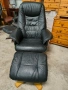 3986 Relax кресло с отоманка от естествена кожа , снимка 1