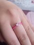 Сребърен пръстен Pink Crystal Heart, снимка 4