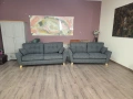 Сив комплект дивани от плат тройка и двойка, снимка 1