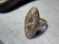 СТАРИНЕН ФЛОРАЛЕН АЖУРЕН СРЕБЪРЕН ПРЪСТЕН СРЕБРО ВИСОКА ПРОБА РЪЧНА МАЙСТРОСКА ИЗРАБОТКА 49304, снимка 2