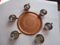 Невероятен меден бакърен сервиз чаши чаша с поднос , снимка 3