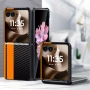 Калъф за Motorola Razr 60 Ultra – карбонов дизайн с оранжева линия – Нов, снимка 1