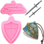 Силиконов молд щит и меч , декорация на торта , фондан , два меча и щит