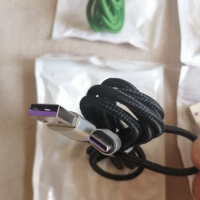 Качествен кабел с оплетка USB към TIPE-C дължина 1метър цвят черен или оранжев, снимка 5 - USB кабели - 36268369