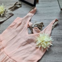 Нова колекция дълга рокля в розов цвят с гол гръб и брошка на намаление, снимка 2 - Рокли - 29180489