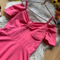 Розова рокля с панделка, снимка 2 - Рокли - 41931790