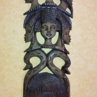 триИзмерна Дърворезба Абанос Африкански Глави , снимка 1 - Статуетки - 38847017