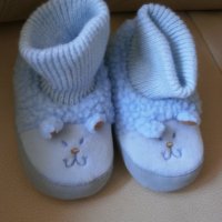 Бебешки терлички с кожена подметка, сини, снимка 2 - Детски пантофи - 39726431