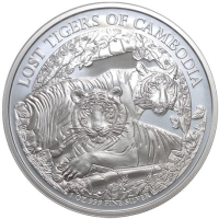 Сребърна монета Изгубени Камбоджански Тигри 2024 1 oz, снимка 1 - Нумизматика и бонистика - 44611454