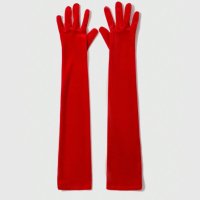 Дълги официални червени ръкавици от плюш - код 8650, снимка 2 - Ръкавици - 44290580