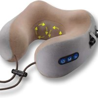 Висококачествен акумулаторен масажор за врат с мемори пяна U-Shaped Massage Pillow , снимка 1 - Масажори - 42715152