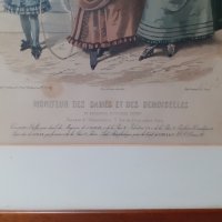 Стара цветна антикварна гравюра в рамка подписана - Париж, снимка 2 - Антикварни и старинни предмети - 44165187