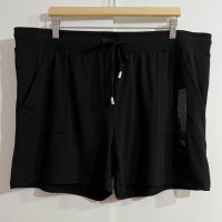 Макси еластични меки къси панталонки с висока талия и джобове в черно, снимка 1 - Къси панталони и бермуди - 41911549