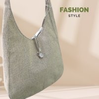 Удобна текстилна дамска чанта за рамо с кристал, снимка 1 - Чанти - 44449923
