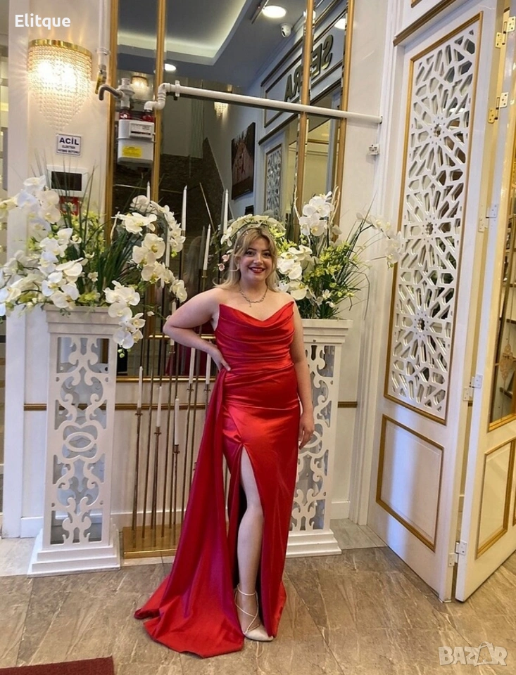 ⭐️Дълги сатенени рокли с цепка, снимка 1