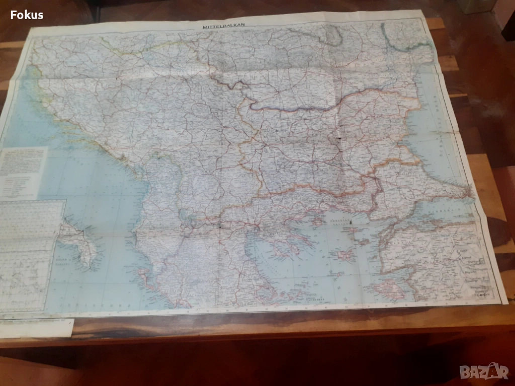 Стара немска голяма карта на Балканския полуостров, снимка 1
