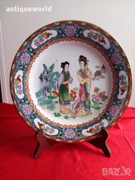 Голяма Китайска Порцеланова Чиния, Маркирана, снимка 1