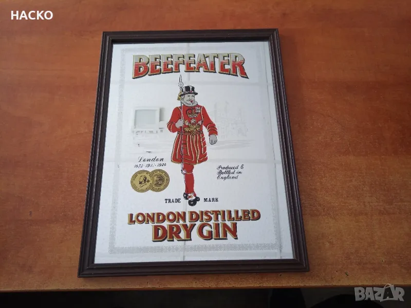 ПРОМО ЦЕНА Огледална Ретро Реклама на BEEFEATER Размери 25/35 см. Внос от Германия, снимка 1