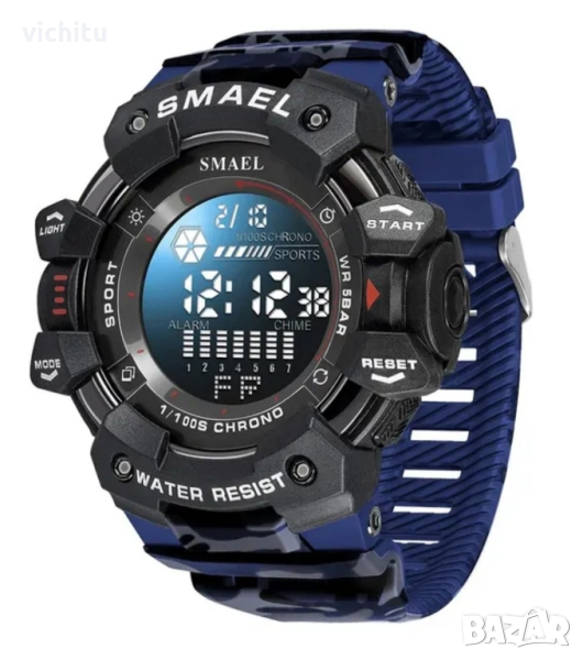 Брутален нов мъжки спортен часовник със синя силиконова каишка., снимка 1