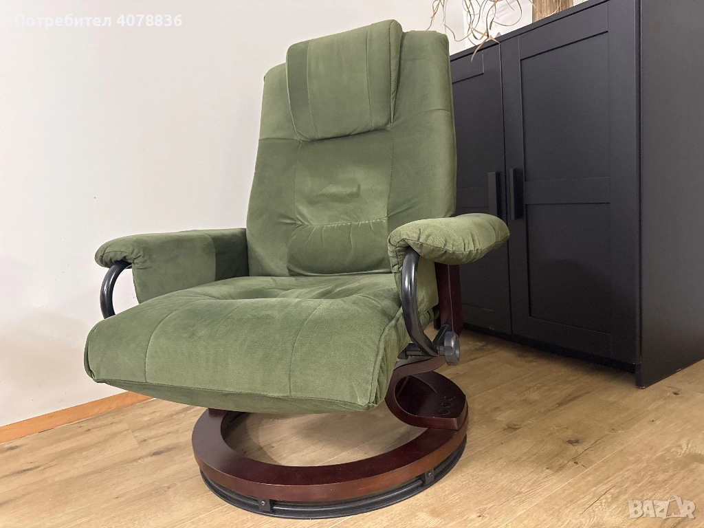 Тапицирано кресло с табуретка за крака, снимка 1