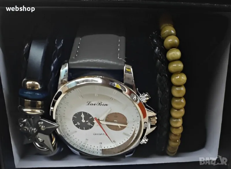 Мъжки подаръчен комплект Часовник + 3 гривни , снимка 1