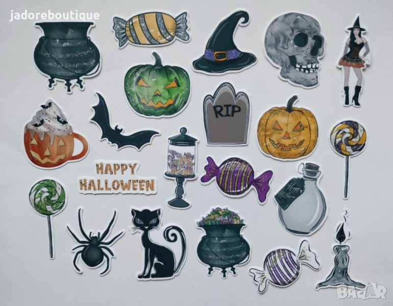 Дизайнерски скрапбук стикери Happy Halloween V060 - 21 бр /к-кт, снимка 1