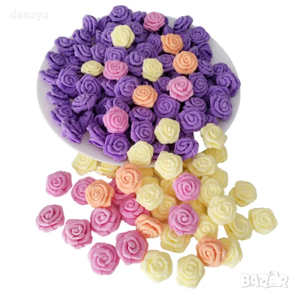5253 Мини дунапренени розички за декорация и украса, 100 броя, снимка 1