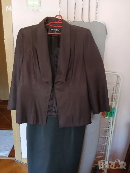 Копринено сако в шоколадов цвят, снимка 1