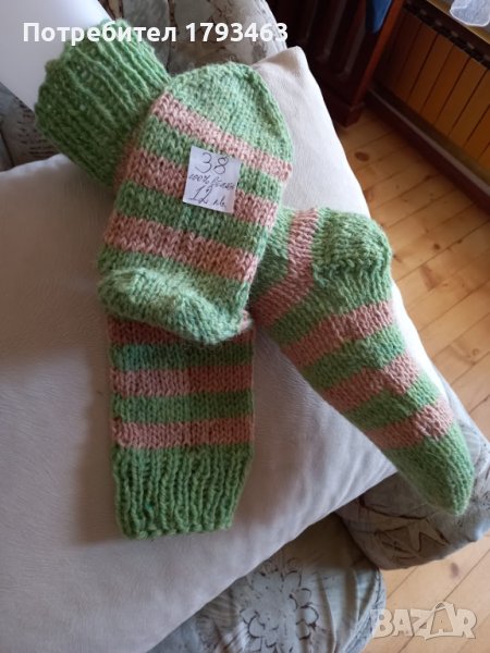 Ръчно плетени дамски чорапи от вълна, размер 38, снимка 1