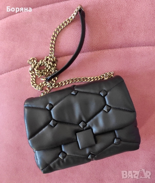Zara мала кожена черна чанта, снимка 1
