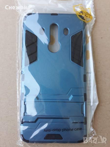 Huawei Mate 10 pro - Противоударен хибриден силиконов протектор,  Navyblue, с държач, снимка 1