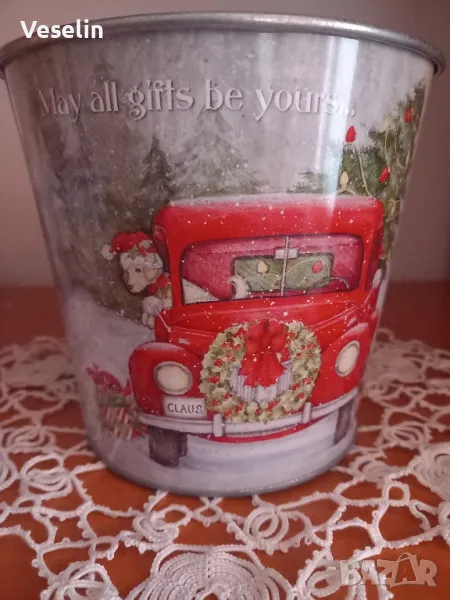 Коледна метална кашпа , снимка 1