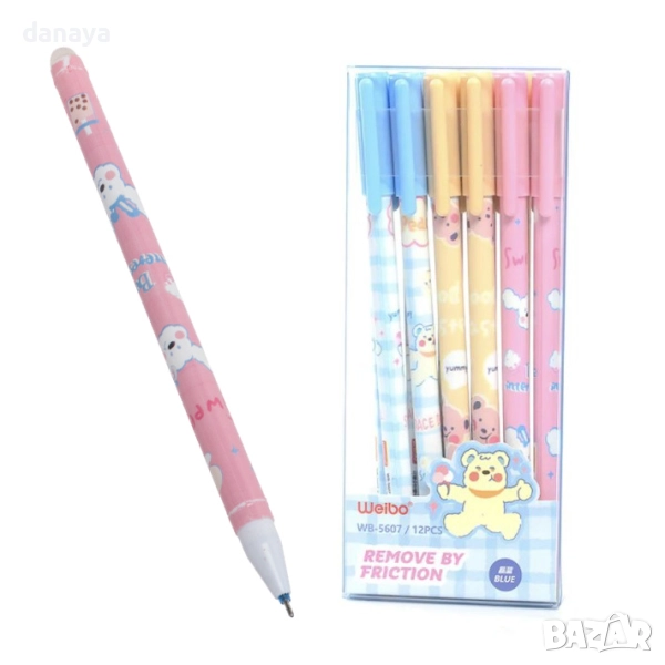 6113 Изтриваем химикал с гума тънкописец с черно мастило Мечета, снимка 1