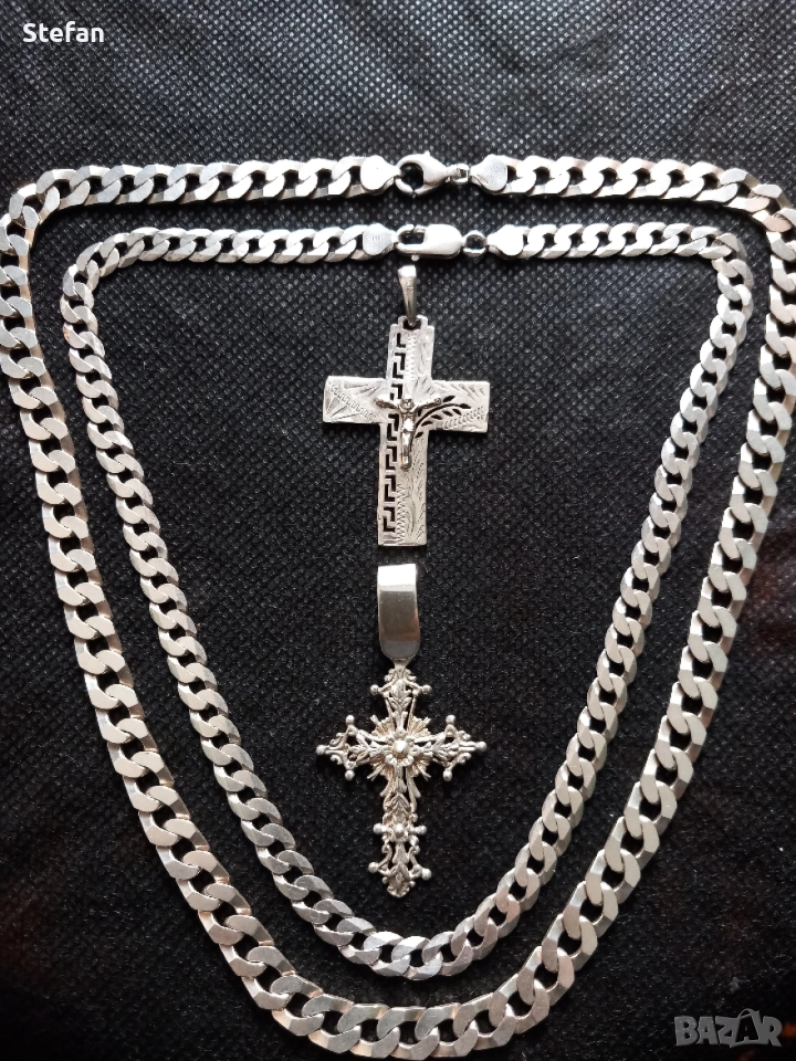 Сребърни Ланци и Кръст, снимка 1