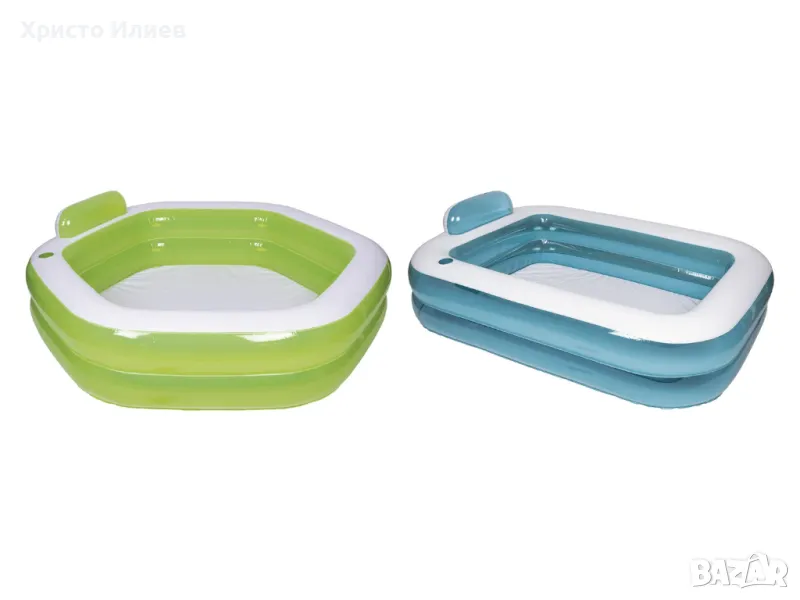 Надуваем детски басейн с вградени облегалка и чаша 202×151×46/60см, снимка 1