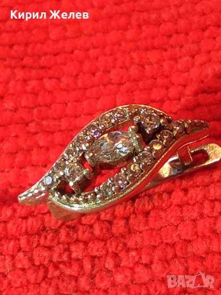 СРЕБЪРНА АЖУРНА СКЪПОЦЕННА ОБЕЦА СРЕБРО 925 АНГЛИЯ с ИСКРЯЩИ ФАСЕТИРАНИ КАМЪНИ ЦИРКОНИЙ 38210, снимка 1