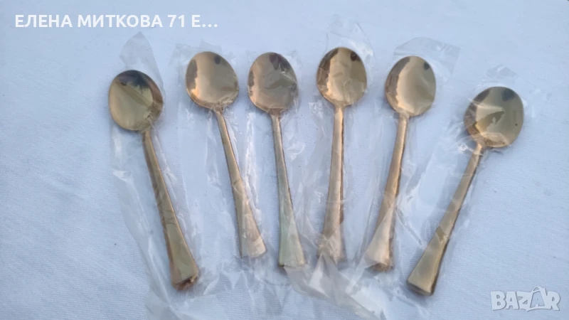 Комплект от 6 бр.малки лъжички цвят старо злато, снимка 1