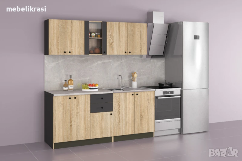 Кухня Мареа 1,корпус антрацит лице сонома, снимка 1