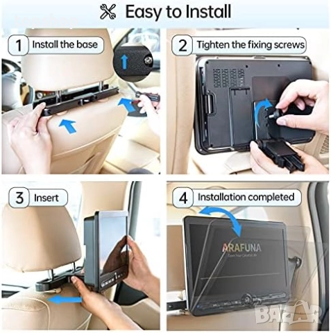 Нова Arafuna 10,5-инчов DVD плейър за кола с два независими екрана, преносим акумулаторен екран ..., снимка 7 - Аксесоари и консумативи - 52095327