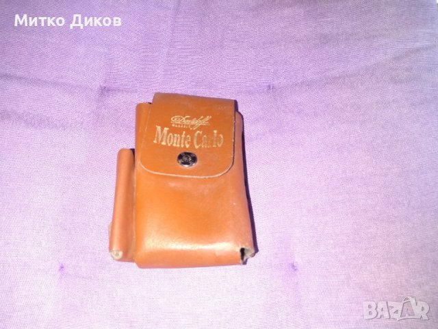 Калъвче за цигари и запалка естествена кожа за кръста за колан Монте Карло Давидоф 110х65х25мм
