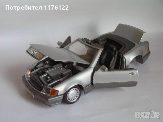 1/24 Maisto '89 Mercedes Benz 500 SL Roadster Cabrio Маисто Мерцедес Бенц 500 СЛ, снимка 7 - Коли, камиони, мотори, писти - 35841584