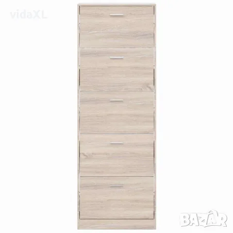 vidaXL Дървен шкаф за обувки с 5 отделения, дъб, снимка 4 - Шкафове - 56146362