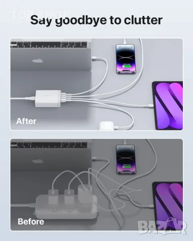 SooPii 40W USB зарядно за зареждане 4-портова USB зарядна станция с един порт QC 3.0 за множество, снимка 5 - Оригинални зарядни - 49049692