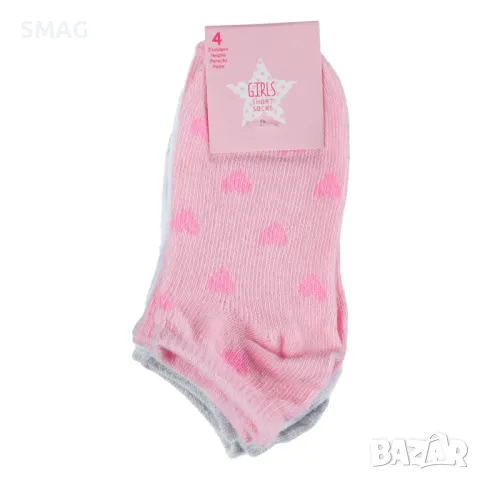 Бебешки чорапи за момиче в бяло, сиво и розово - 4 чифта S_1189301, снимка 2 - Бебешки чорапи - 49894232
