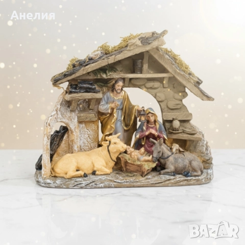 Коледна композиция „Рождество Христово“ – топлина и смисъл в един декор, снимка 5 - Декорация за дома - 52040925